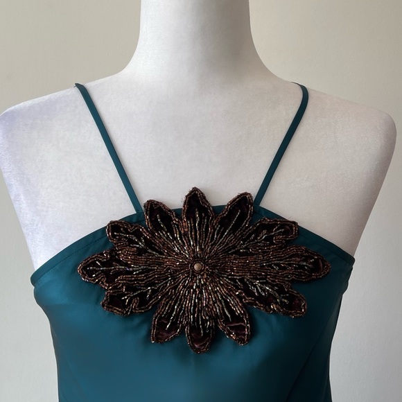 New silk Calvin Klein vintage cami slip top Y2K 90s beading velvet bling - Picture 3 of 8